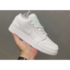 NIKE Air Jordan 1 Low Triple White Tumbled Leather
