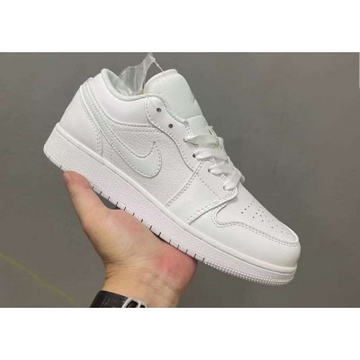 NIKE Air Jordan 1 Low Triple White Tumbled Leather